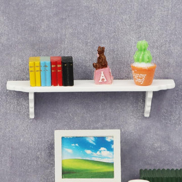 2Pcs White Dollhouse Wall Shelf, Doll House Storage Wall Shelf for Kitchen Scene Dollhouse Décor Accessories, 1:12 Scale Miniature Accessories