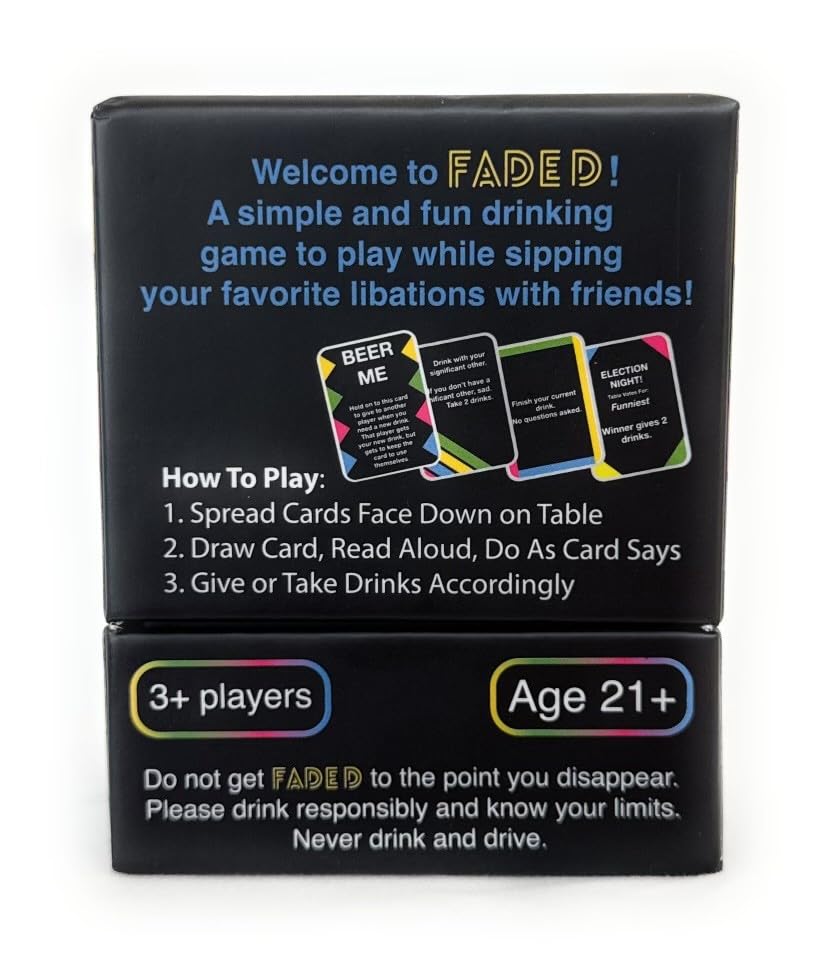 Faded - Drinking Game - Card Game for Parties and Game Nights - 21st Birthday - College - Tailgate - and More!