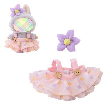 Clothes for Lu bubu 17cm Dolls Accessories (No Doll), Kawaii Skirt Outfit Set 2 Pieces for 17cm Dolls Suit, Stylish Dress Up Flower Dolls Clothing Set