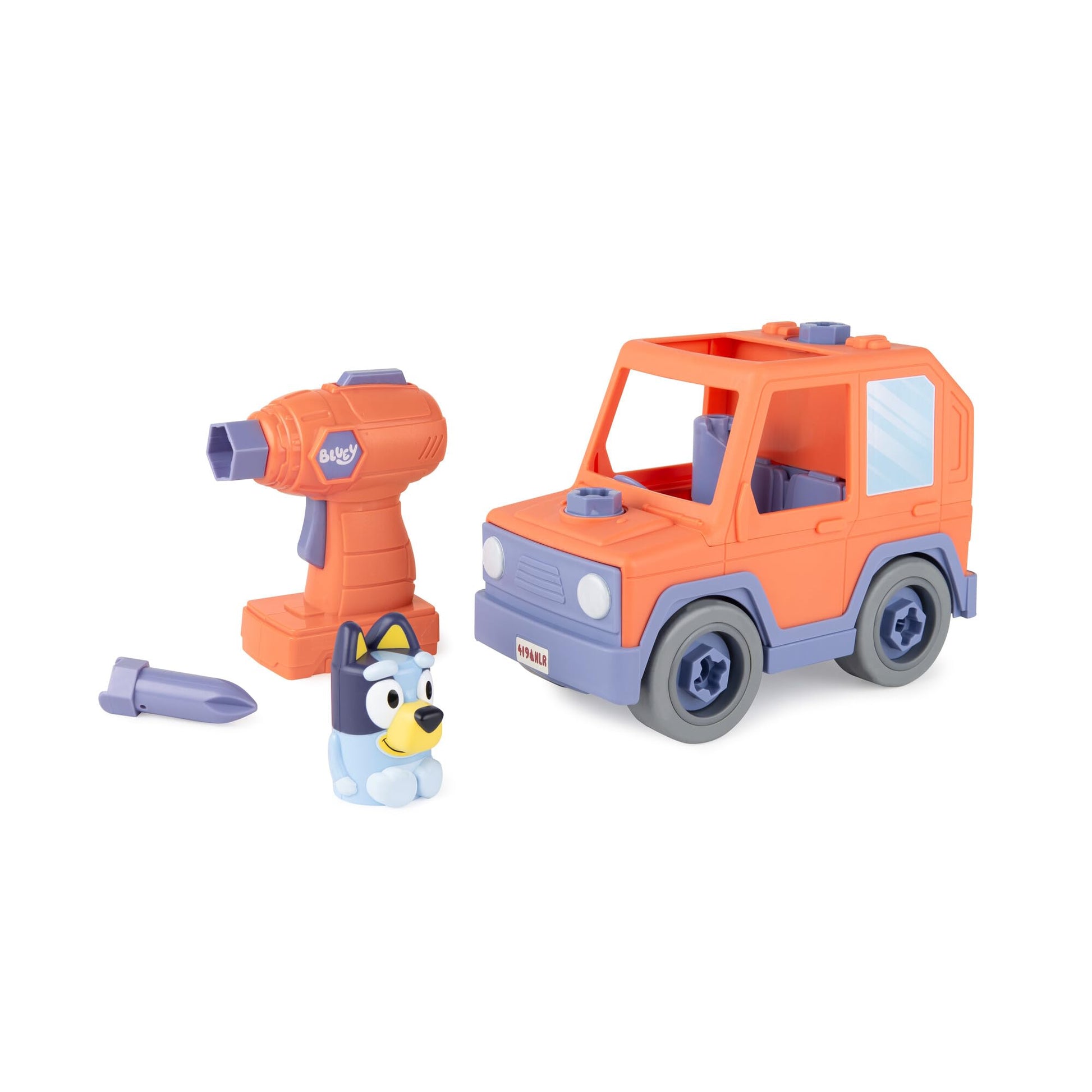 BUILD-A-BUDDY Bluey Car - Buildable Motorized Vehicle for Take Apart Play - Includes Figure and Toy Drill - Officially Licensed Bluey Toys - Kids
