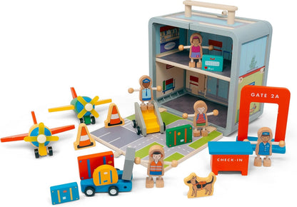 Jack Rabbit Creations Airport Suitcase Set - 19 Pc Toy - Ages 3+