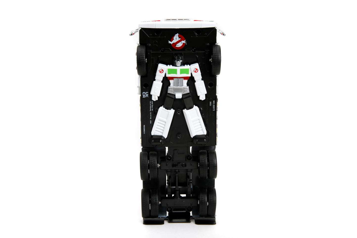 Jada Transformers G1 Optimus Prime Big Rig with Ghostbusters Ecto-1 Graphics - Die-Cast Vehicle - 1:24 Scale, Opening Doors, Hood & Trunk, Rubber