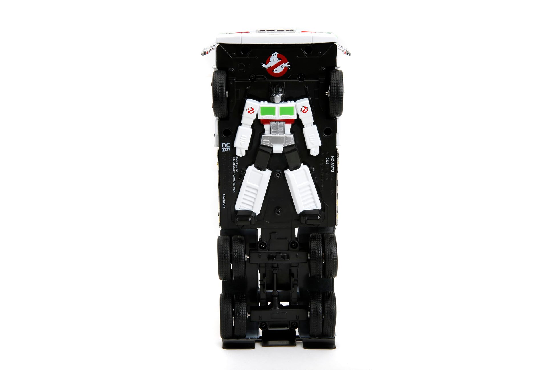 Jada Transformers G1 Optimus Prime Big Rig with Ghostbusters Ecto-1 Graphics - Die-Cast Vehicle - 1:24 Scale, Opening Doors, Hood & Trunk, Rubber