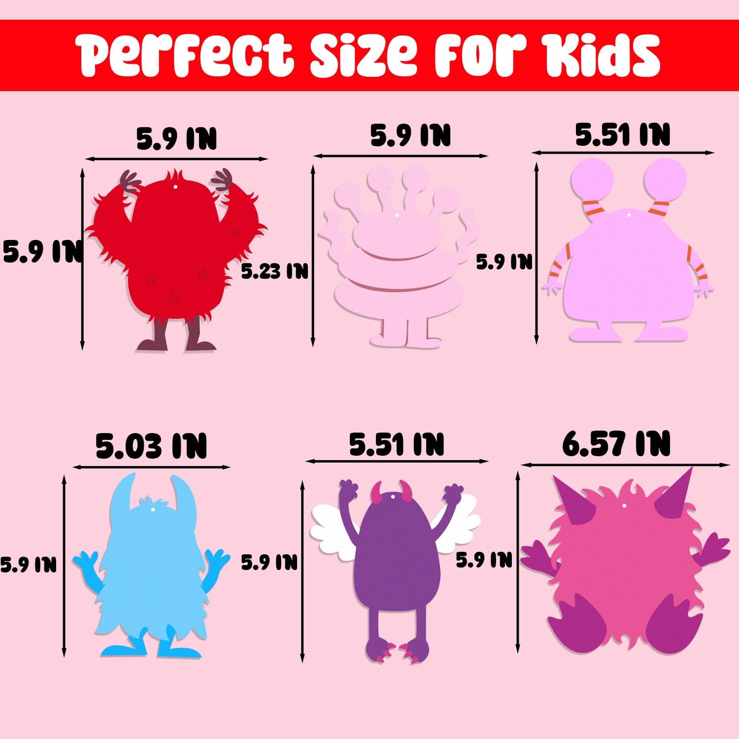 YIYEE 24 Sets Valentines Day Crafts for Kids, DIY Foam Monster Valentine Cards Craft Kit for Kids, Valentines Hanging Decorations Ornament Valentines