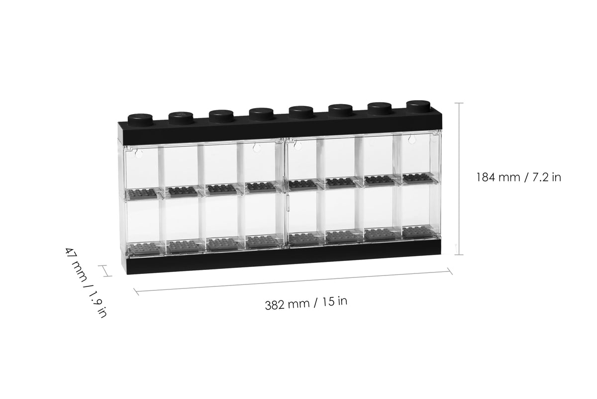 LEGO Minifigure Display Case 16 Black Space for 16 Minifigures