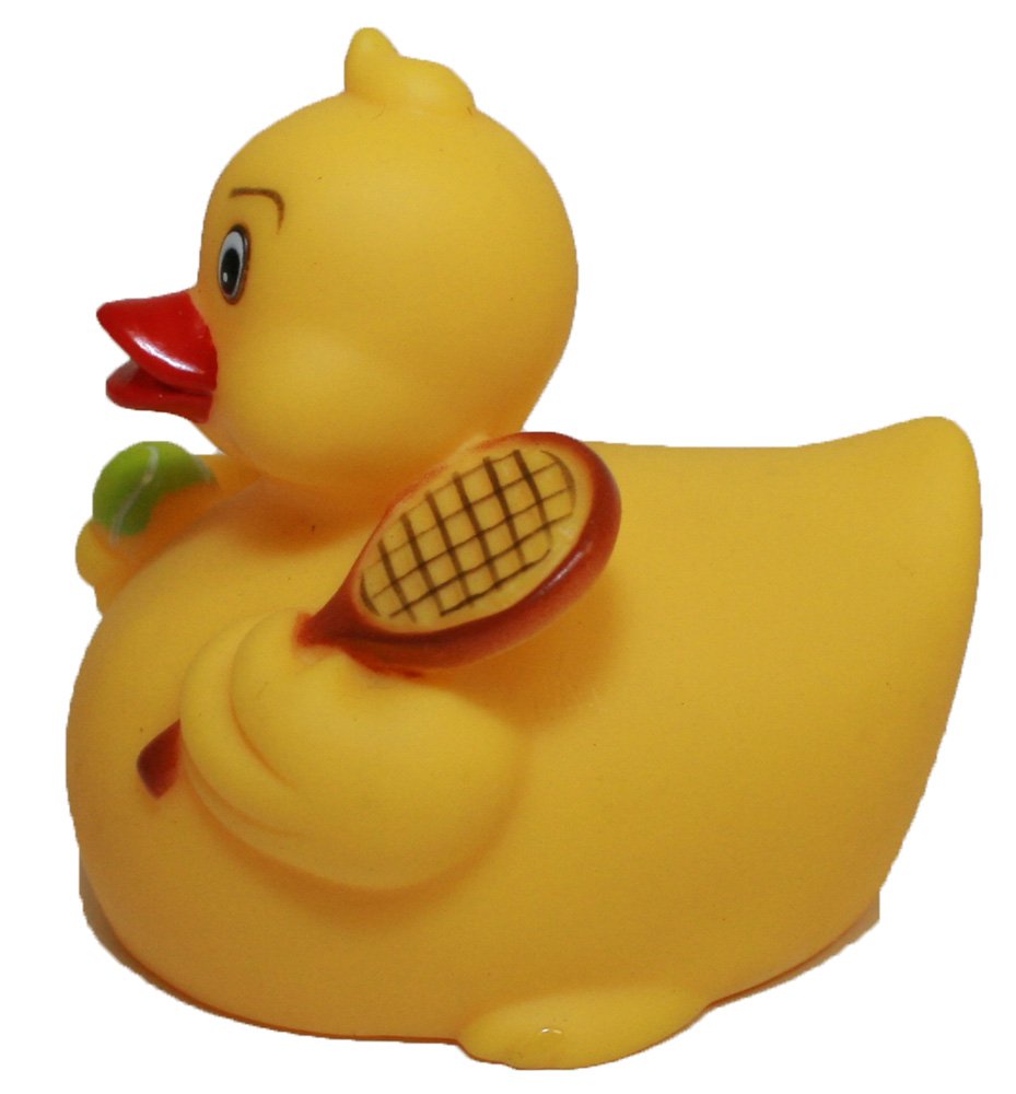 Rubber Ducks Tennis, Waddlers Brand Rubber Duckies That Races Upright, Sports Tennis Themed Bathtub Toy Birthday Baby Shower Mother's Day Father's Day