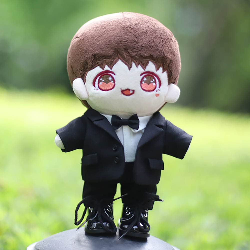 niannyyhouse Black Suit Coat Bow Tie White Shirt Pants 7.8in?20cm? Plush Humanoid Stuffed Doll Clothes