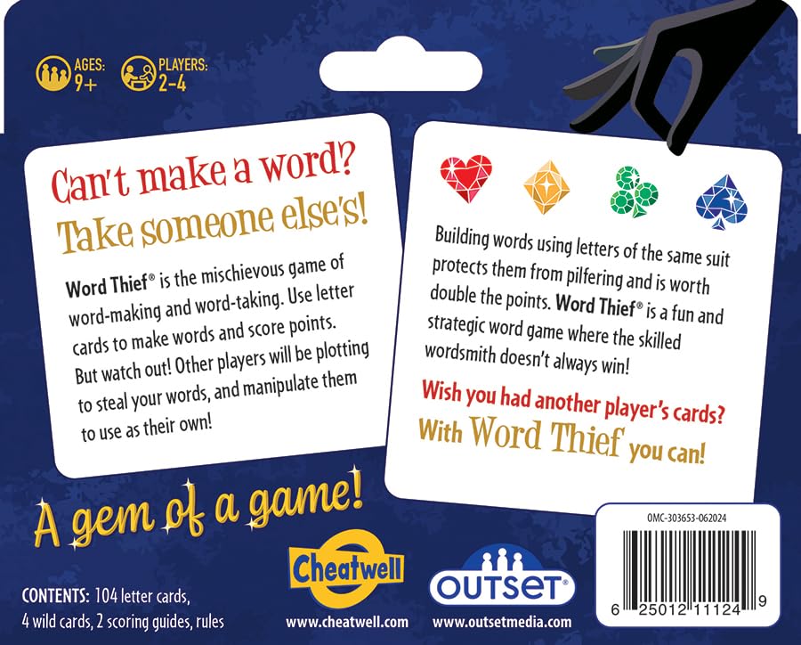 Outset Media Word Thief - The Card Game of Letter and Larceny! - 2 to 4 Players Ages 9 and up