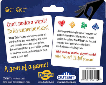 Outset Media Word Thief - The Card Game of Letter and Larceny! - 2 to 4 Players Ages 9 and up