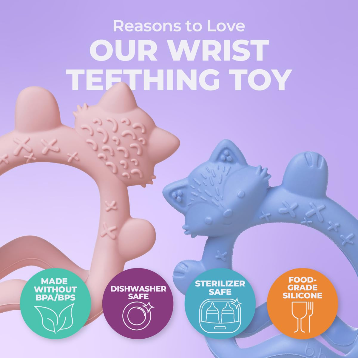b.Box + Lansinoh Wrist Baby Teether 3m+ | Food-Grade Silicone Teething Toy for Infants | Bracelet-Design for Fewer Drops, Encourages Sensory