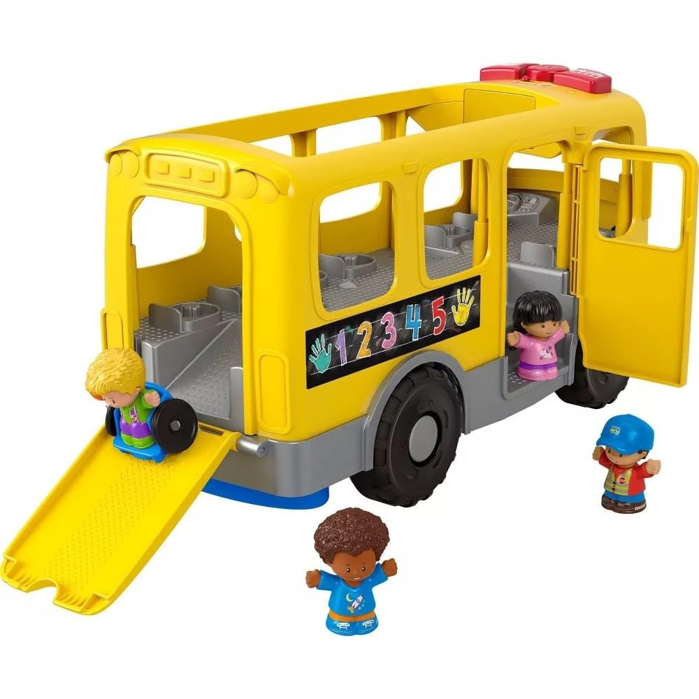Fisher-Price Little People Toddler Learning Toy, Big Yellow Bus Musical Pull-Along Vehicle & 4 Figures for Pretend Play, Kids Ages 1+ Years