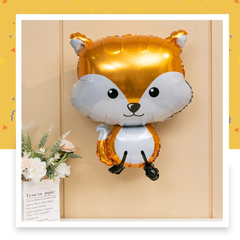 HORUIUS Fox Balloons Fox Shaped Foil Mylar Balloons for Woodland Animals Theme Birthday Party Supplies Decorations 25 Inchs 5PCS