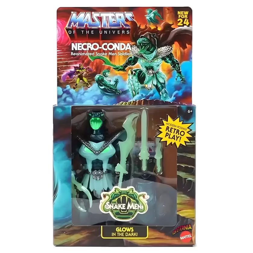 Masters of The Universe Motu Origins Necro-Conda Deluxe Snake Men Soldier Glows in The Dark