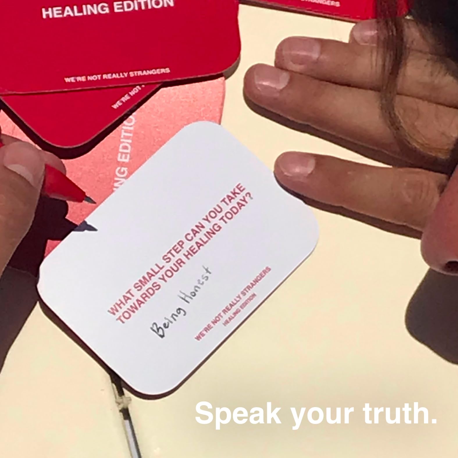 WE'RE NOT REALLY STRANGERS Healing Edition Card Game - 50 Introspective Conversation Cards for Self Love & Emotional Growth - for Singles, Couples