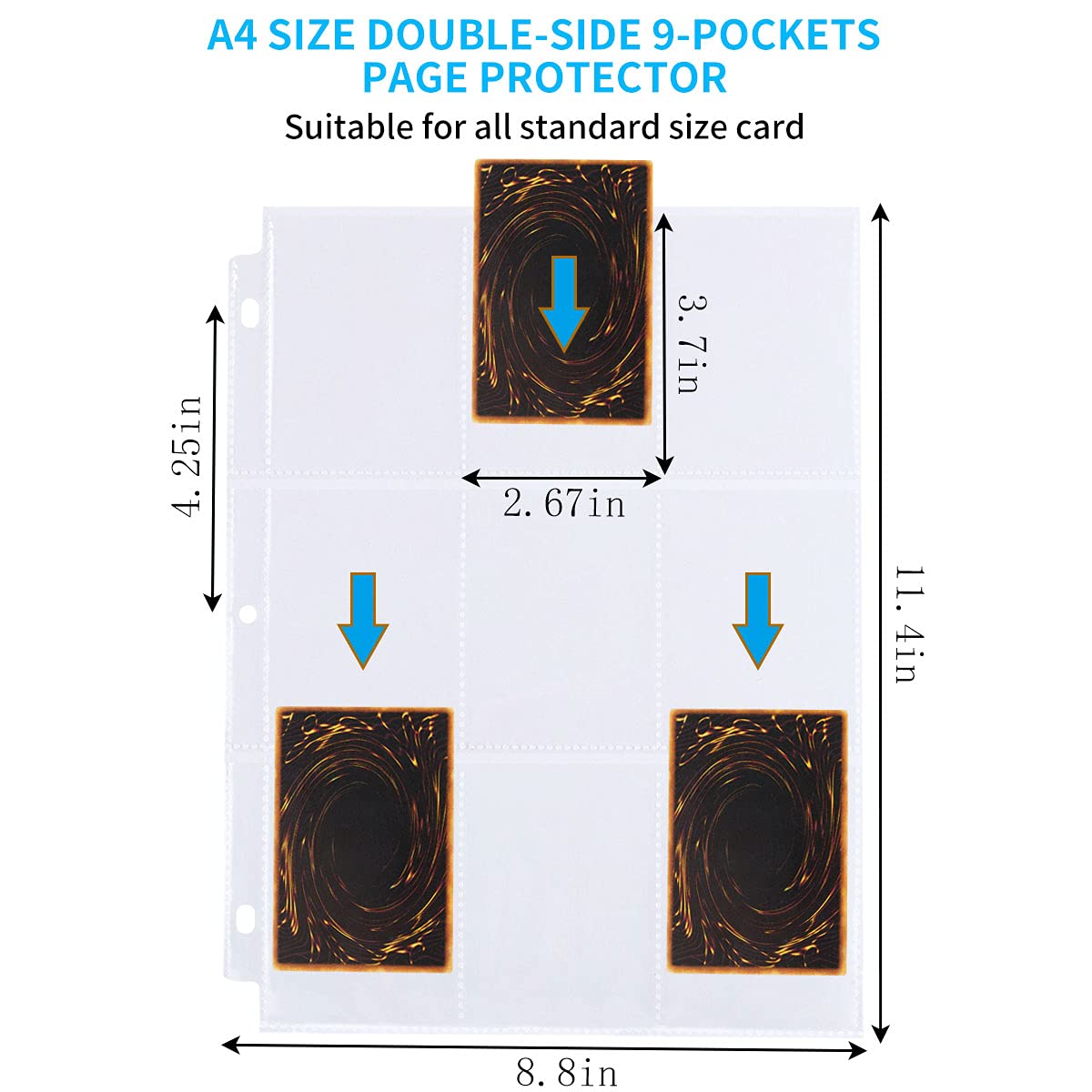 2088 Pockets Baseball Card Sleeves, JIQEZNL Premium 9 Pocket Trading Card Binder Sleeves for 3 Ring Binder, Double Side Card Protector Pages for