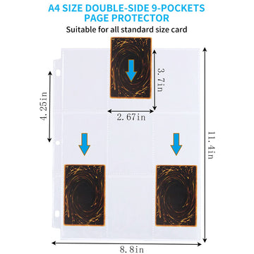 2088 Pockets Baseball Card Sleeves, JIQEZNL Premium 9 Pocket Trading Card Binder Sleeves for 3 Ring Binder, Double Side Card Protector Pages for