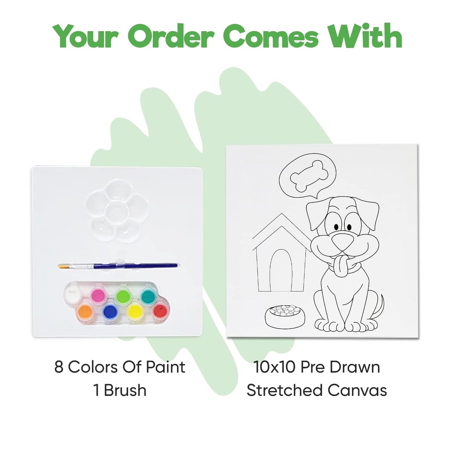 Misco Toys Canvas Paint Party Kits, 11 Piece Art kit Pre-Drawn Outline Canvas for Paint and Sip 8 Colors and Brush Included, Great Gift for Kids 4+