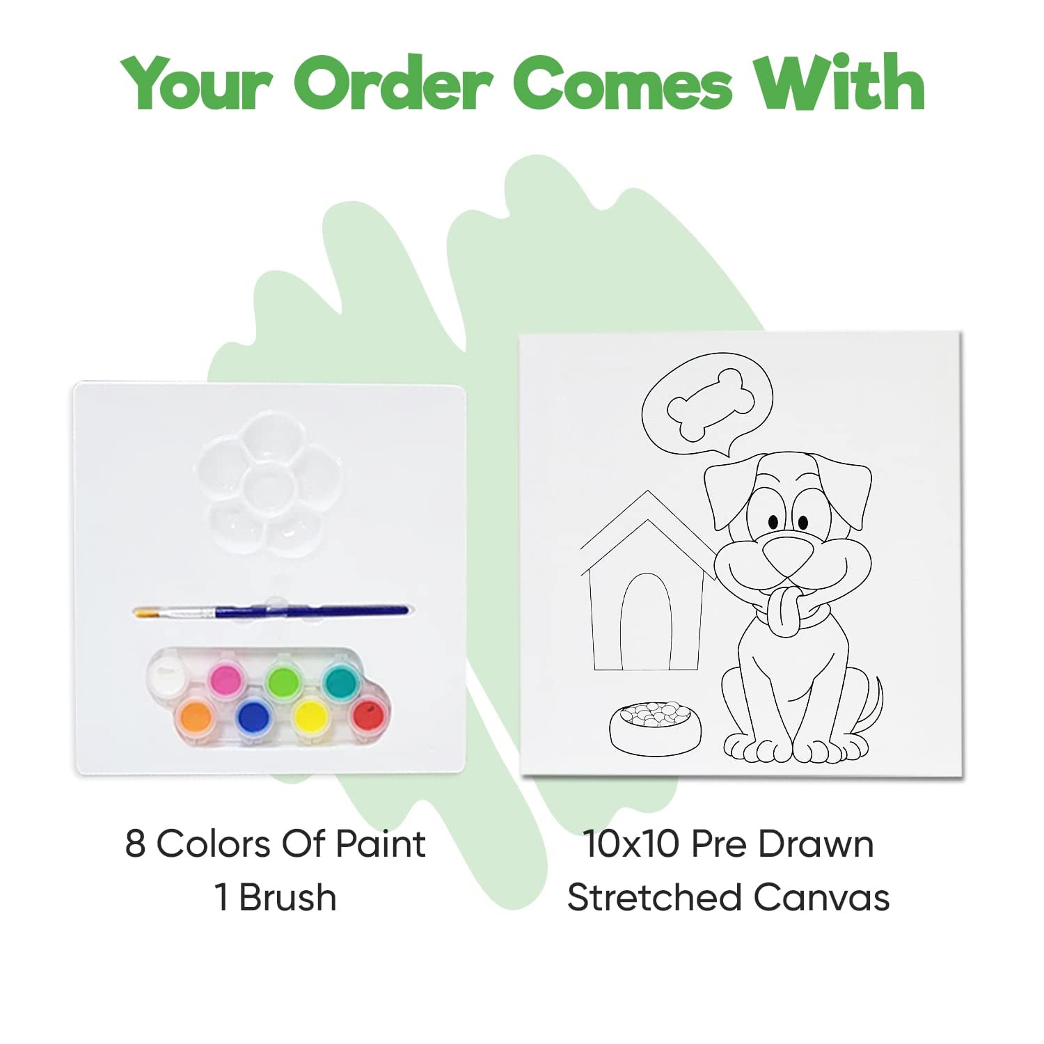 Misco Toys Canvas Paint Party Kits, 11 Piece Art kit Pre-Drawn Outline Canvas for Paint and Sip 8 Colors and Brush Included, Great Gift for Kids 4+