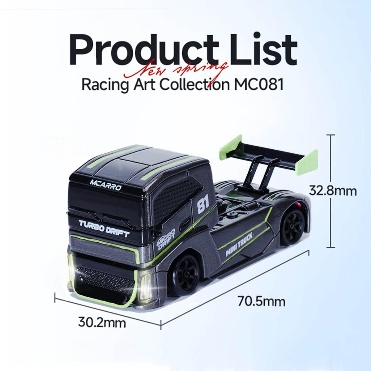 MCARRO 1/87 Scale Drift Rc Car - Semi-Truck Edition | 2.4GHz 4WD High-Speed Mini Remote Control Truck with Racing Lights (Gray)