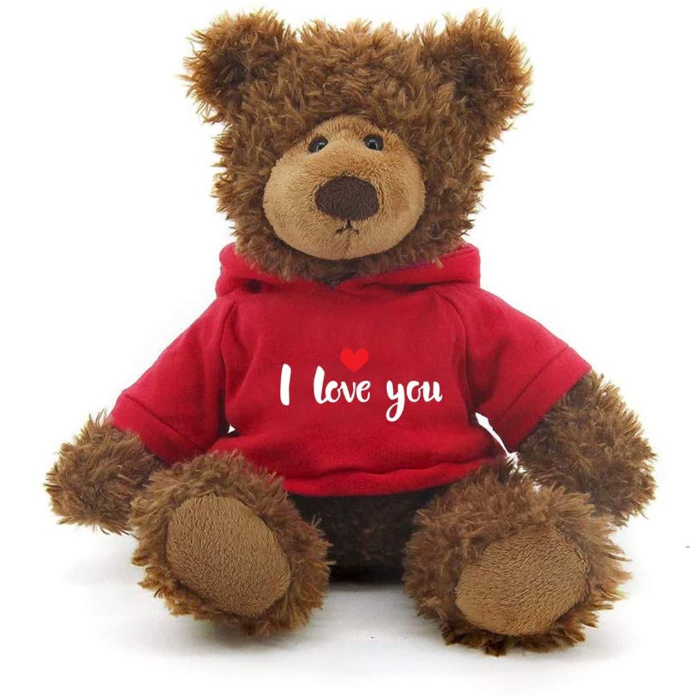 Plushland Stuffed Frankie Bear - I Love You- Plush Bear Toy with Red Heart Hoodie for Kids & Adults Valentine's Day Father's Day Mother's Day 10