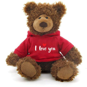 Plushland Stuffed Frankie Bear - I Love You- Plush Bear Toy with Red Heart Hoodie for Kids & Adults Valentine's Day Father's Day Mother's Day 10