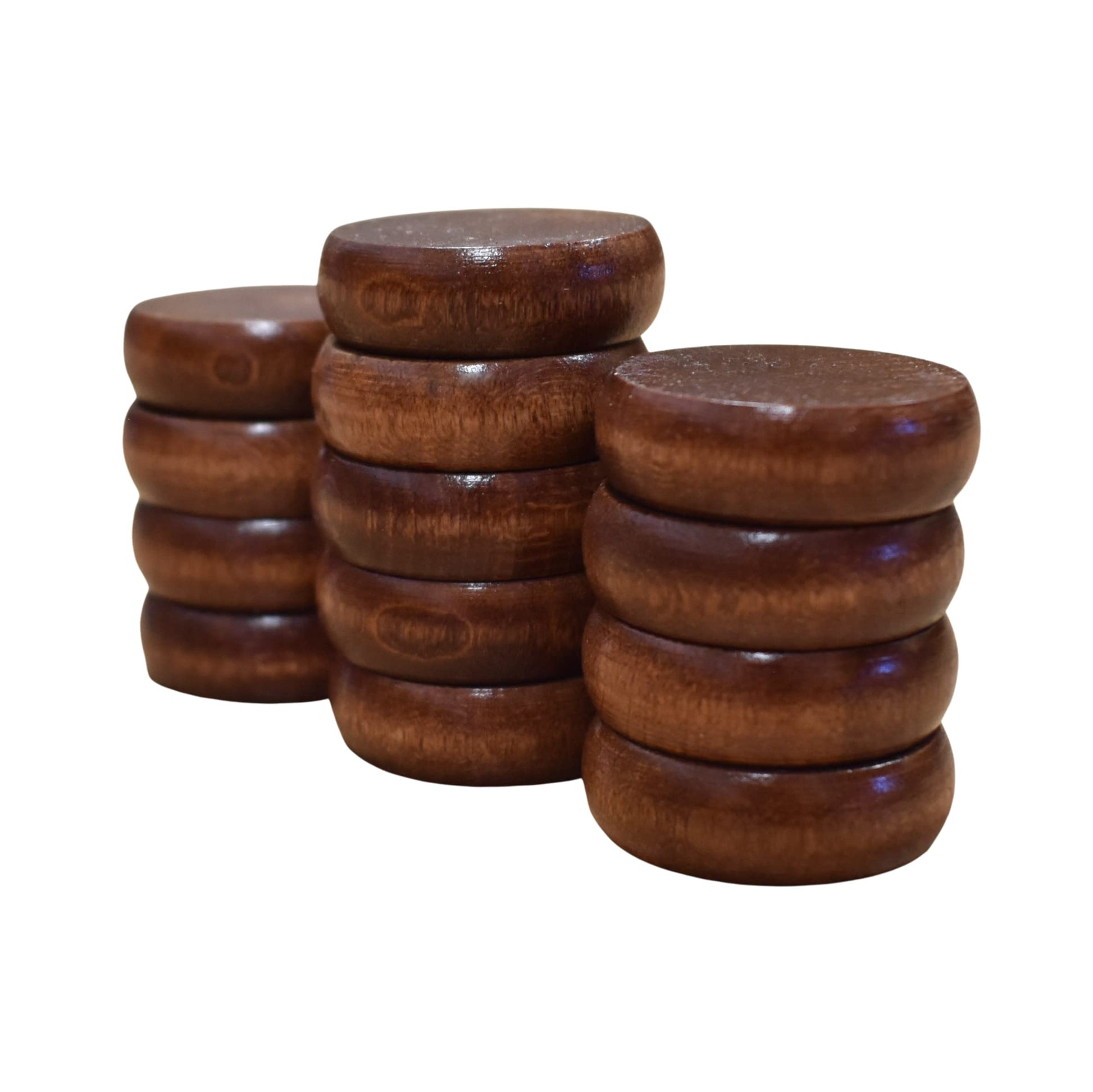 26 Crokinole Discs with a Velvet Pouch - Full Set (White and Walnut Stain, Large - 1 1/4 Inch Diameter (3.2cm))