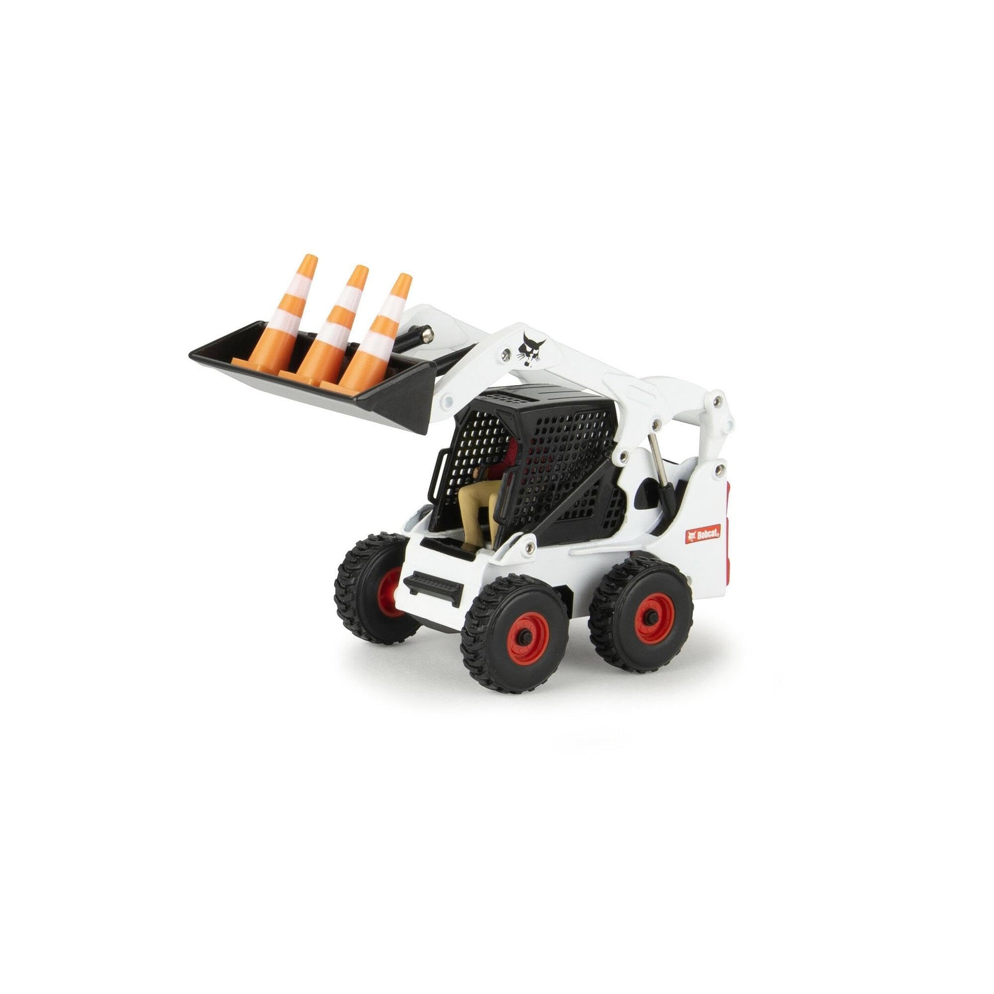 TOMY Bobcat Construction Toys - 1:32 Scale - Includes Pick Up Truck, Skid Steer, Trailer, Worker, and Cones - Collectible Die-Cast Skid Steer - Indoor