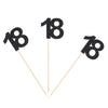 Pack of 10 Black Glitter 18th Birthday Centerpiece Sticks Number 18 Table Topper Age Letter Decorations