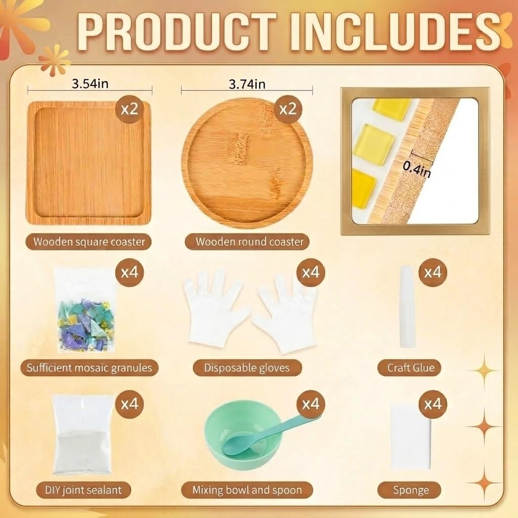 LANGIFT DIY Mosaic Coaster Making Kit for Adults & Beginners