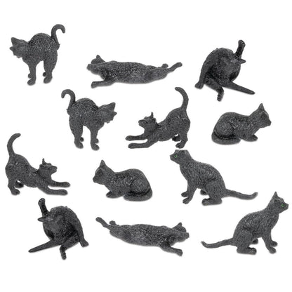 Accoutrements Archie McPhee Itty Bitty Black Cats - Bag of 12 Adorable Vinyl Kitties in 6 Styles for Cat Lovers and Halloween Fun