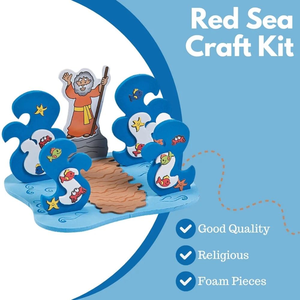 Fun Express 3D Floating Parting of the Red Sea Craft Kit - 6 3/4' x 3 3/4' | Foam - Multicolor | Pack of 12