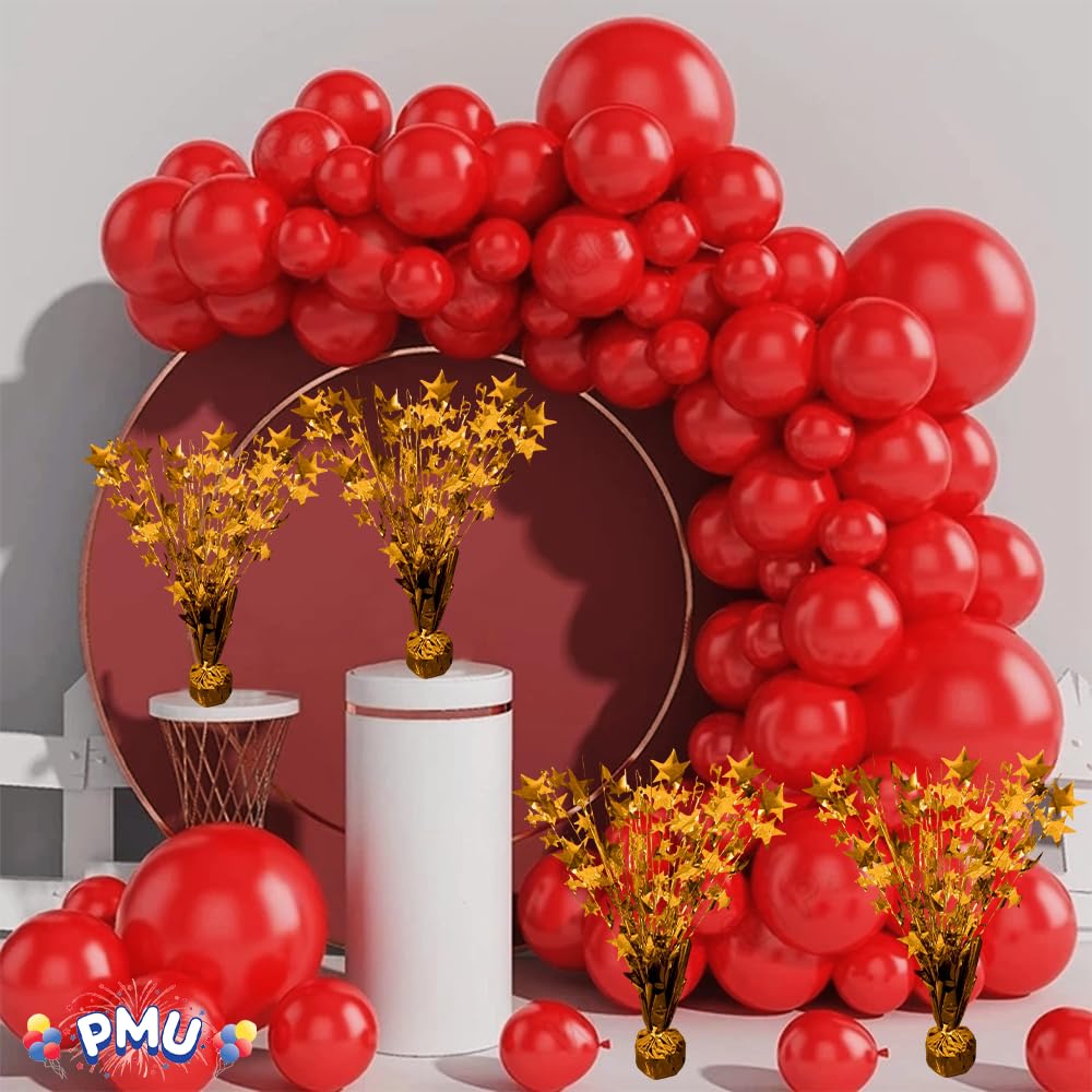 PMU 3 Pack Bursting Star Metallic Foil Spray Centerpiece- Metallic Orange Balloon Weights, Party Table Decorations Centerpiece for Birthdays