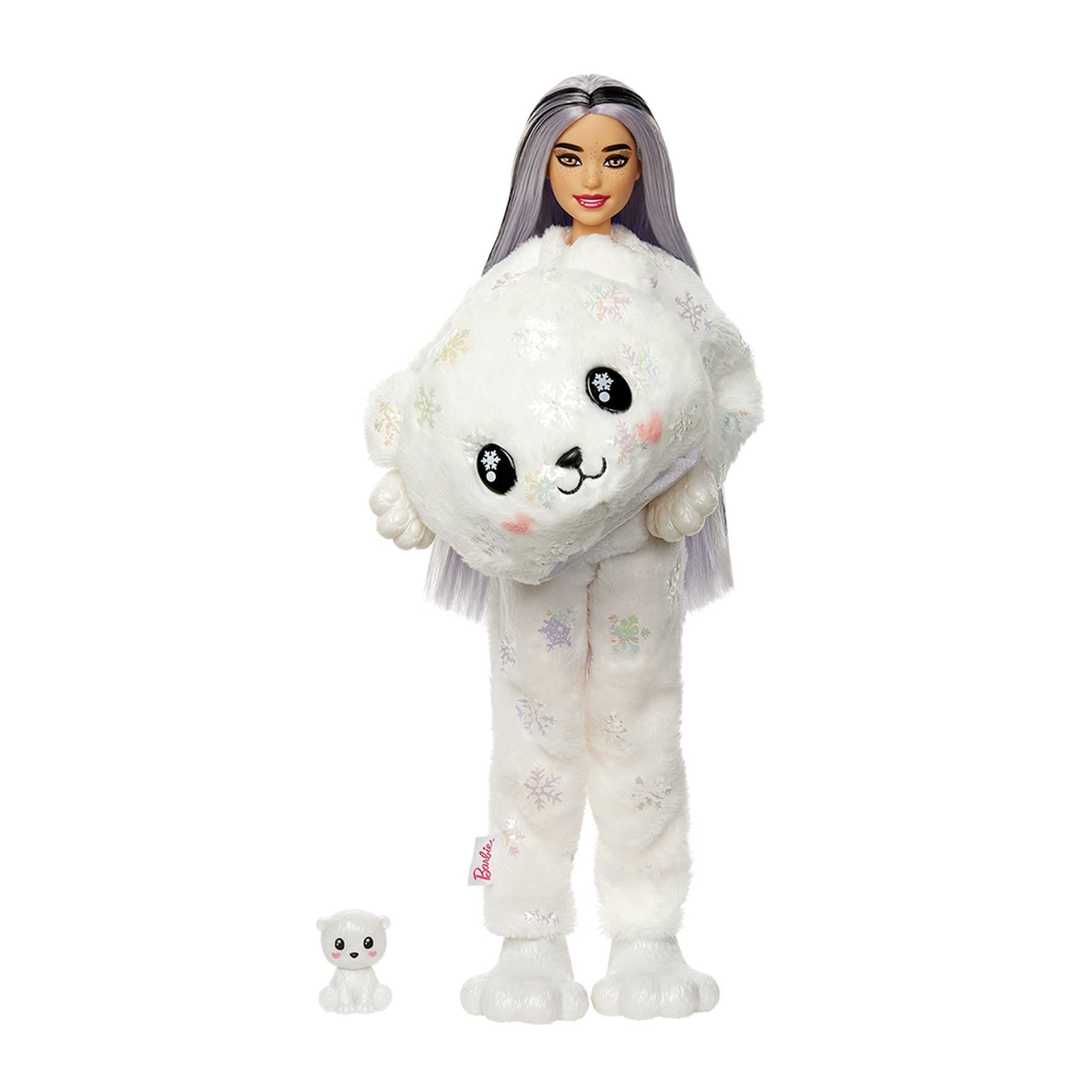 Barbie Cutie Reveal Doll, Snowflake Sparkle Polar Bear Costume, 10 Surprises Including Mini Pet & Color Change
