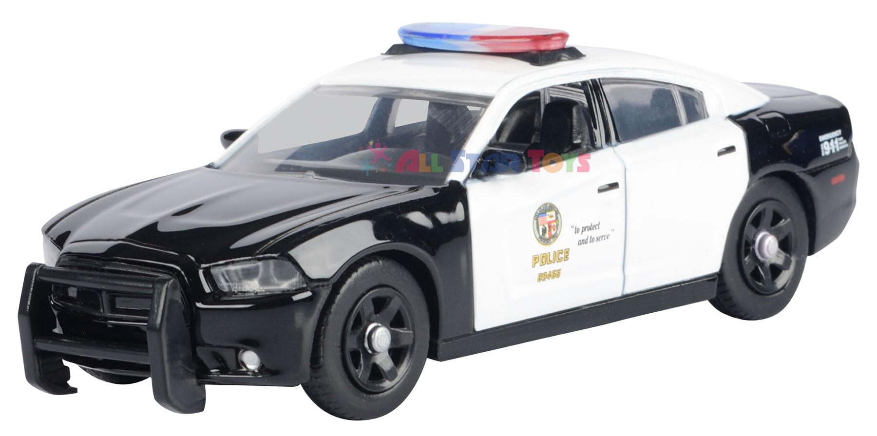 Motormax 2011 Dodge Charger Los Angeles Police Department LAPD Police Pursuit Vehicle 1/43 Diecast Police Car w/Acrylic Display Case 79466