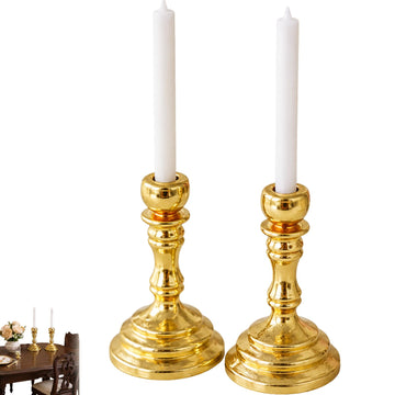 2Pcs Miniature Candle Holders, 1/12 Scale Dollhouse Candlesticks Set Vintage Candles Dollhouse Desk Ornament Accessories for DIY Micro Landscaping