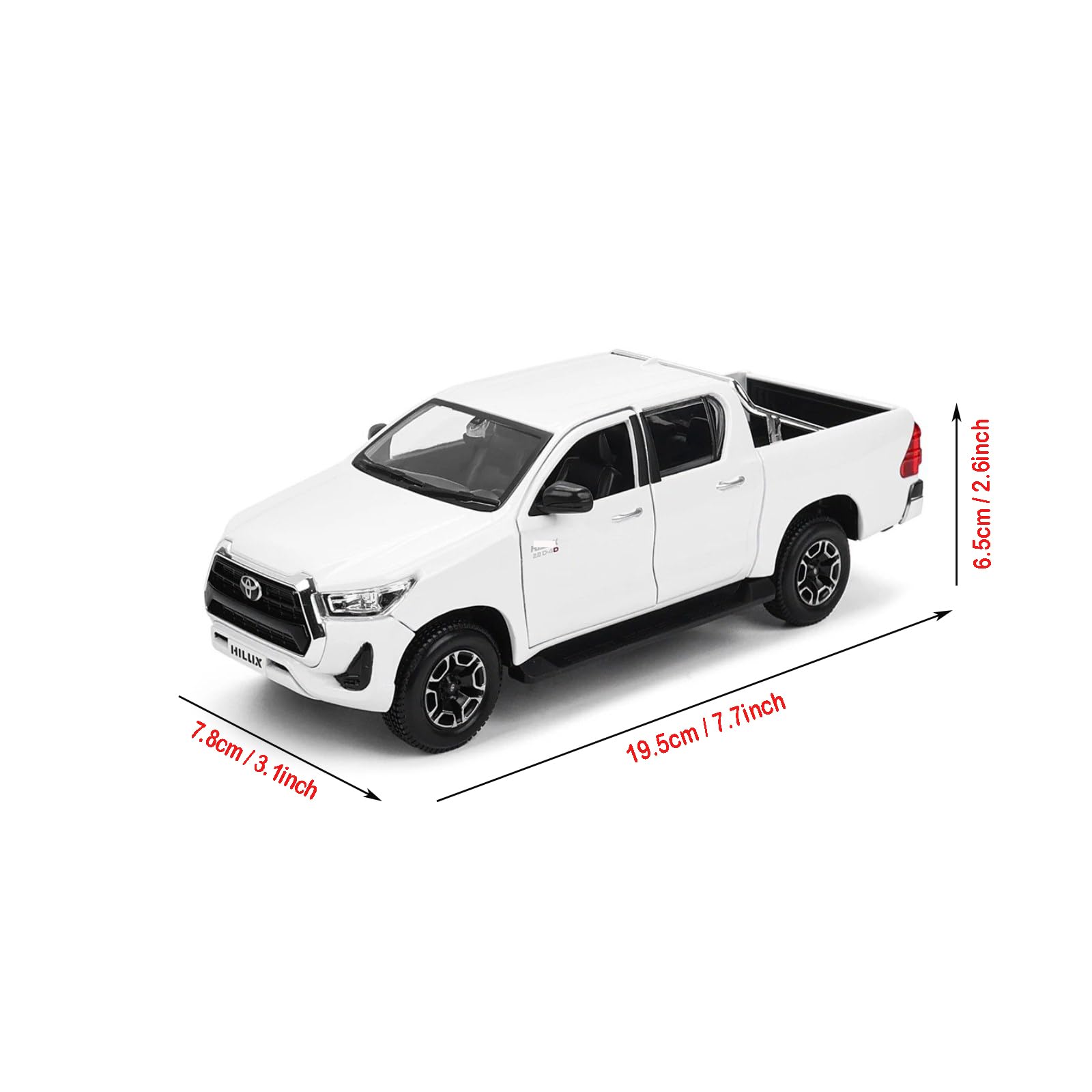 HTLNUZD 1/27 Alloy Racing Car Model for Toyota Hilux Pickup Adult Exquisite DieCast Realistic Design & Premium Finish Ultimate Collectible Model