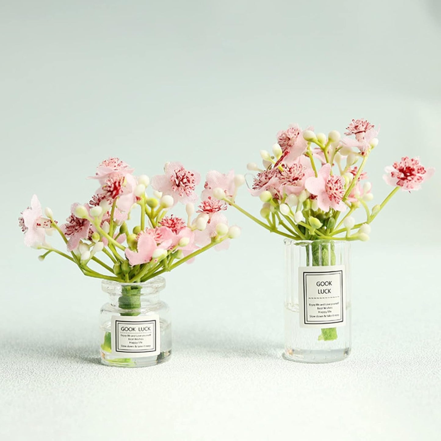 Miniature Flowers in Vase Set - 1:6 Scale Dollhouse Décor with Realistic Details, Tiny Floral Arrangements for Micro Landscape, Train Platform