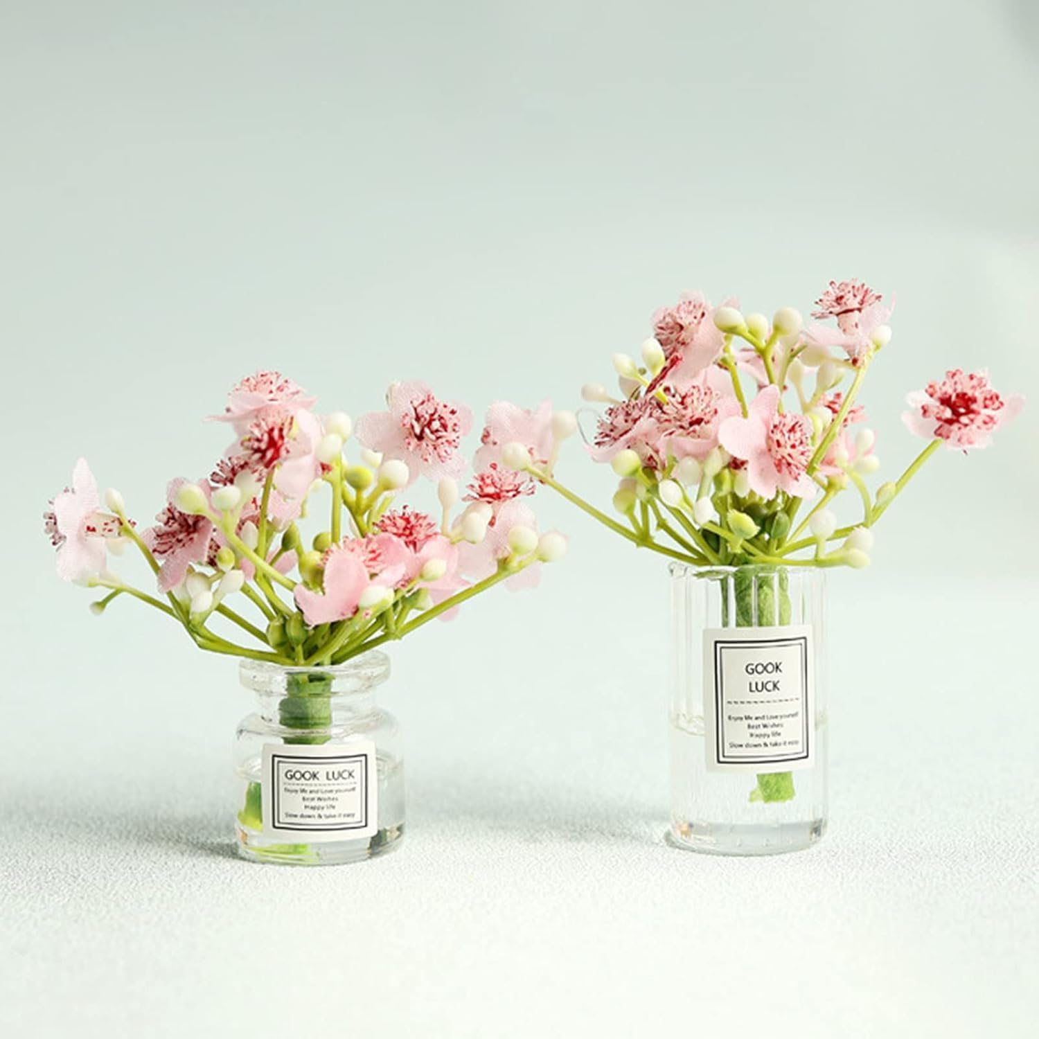 Miniature Flowers in Vase Set - 1:6 Scale Dollhouse Décor with Realistic Details, Tiny Floral Arrangements for Micro Landscape, Train Platform