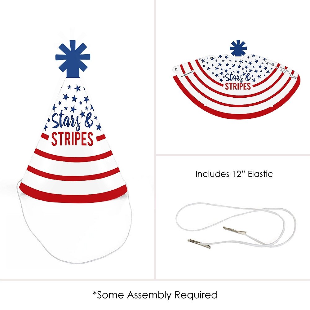 Big Dot of Happiness Stars and Stripes - Mini Cone Memorial Day, 4th of July and Labor Day USA Patriotic Party Hats - Small Little Party Hats - Set