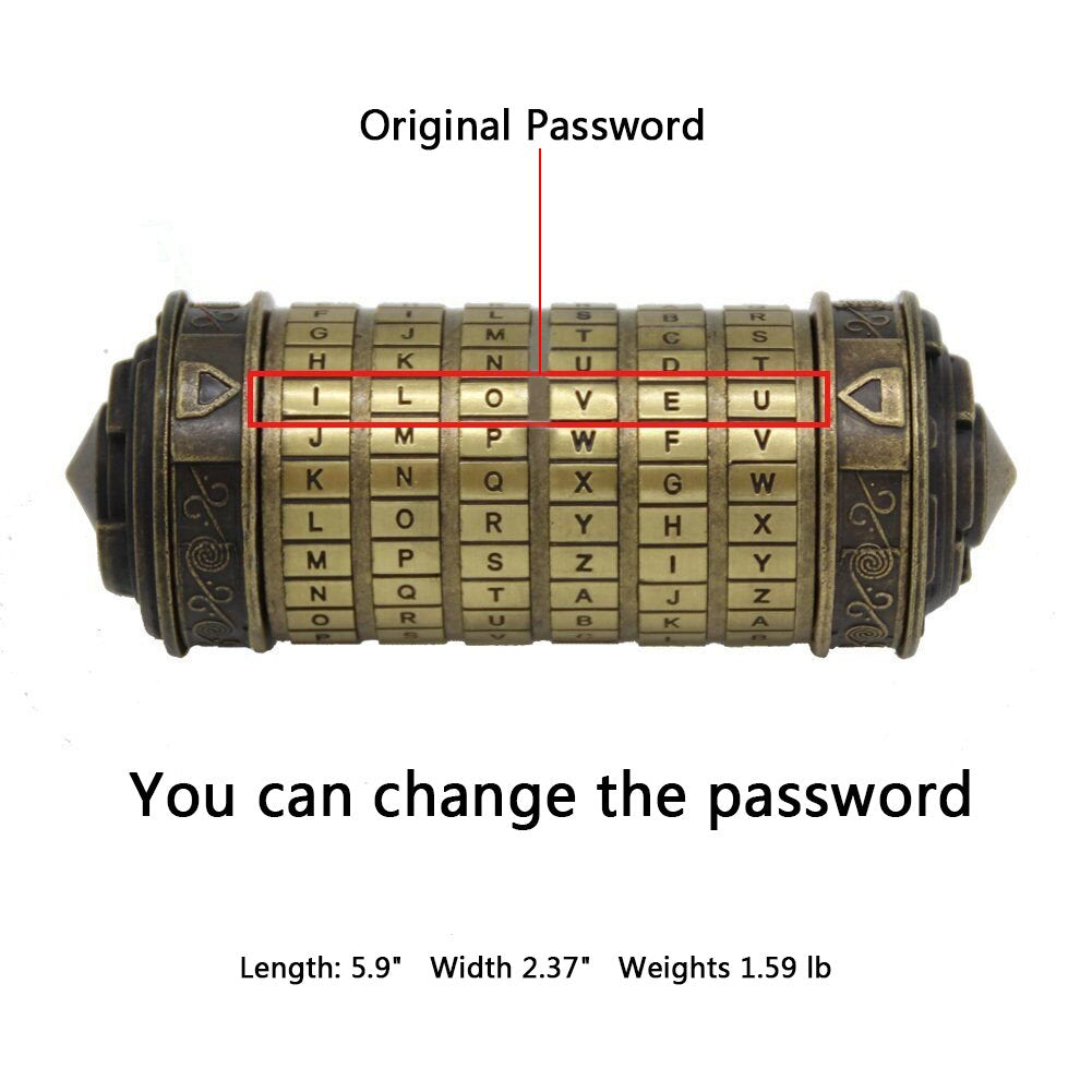 yofit Da Vinci Code Mini Cryptex Lock Puzzle Box - Valentine's Day Gift with Hidden Compartments for Notes, Jewelry, Rings & Money, Romantic