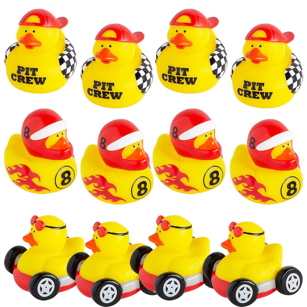 Fun Express Race Car Driver Rubber Duckies - Fun Toys and Party Favors for Kids - Birthdays Weddings and Special Events - Perfect for Celebrations