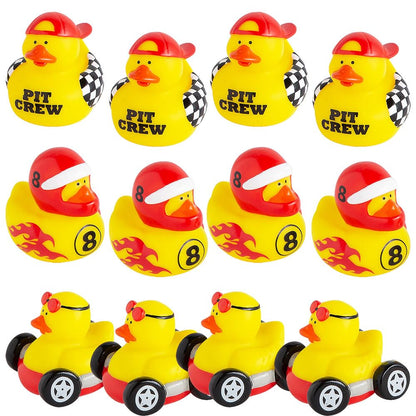Fun Express Race Car Driver Rubber Duckies - Fun Toys and Party Favors for Kids - Birthdays Weddings and Special Events - Perfect for Celebrations