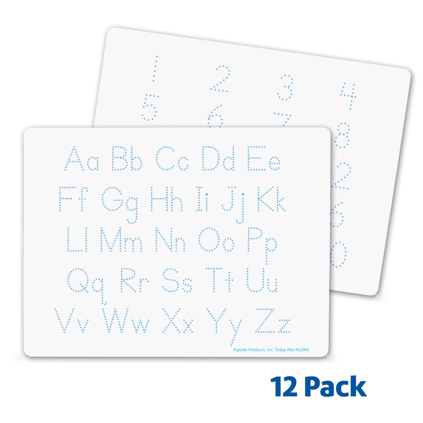 Flipside Products 9" x 12" Two-Sided Letters and Numbers Dry Erase Learning Mat, Flexible, Education Learning, Tracing, Economical, 12 Pack