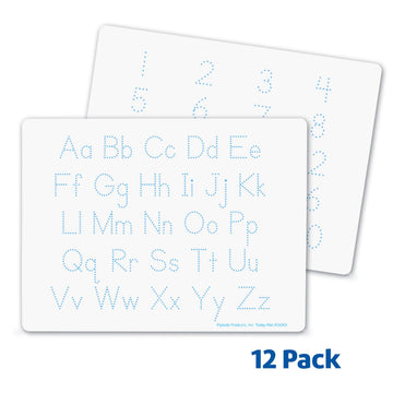 Flipside Products 9" x 12" Two-Sided Letters and Numbers Dry Erase Learning Mat, Flexible, Education Learning, Tracing, Economical, 12 Pack