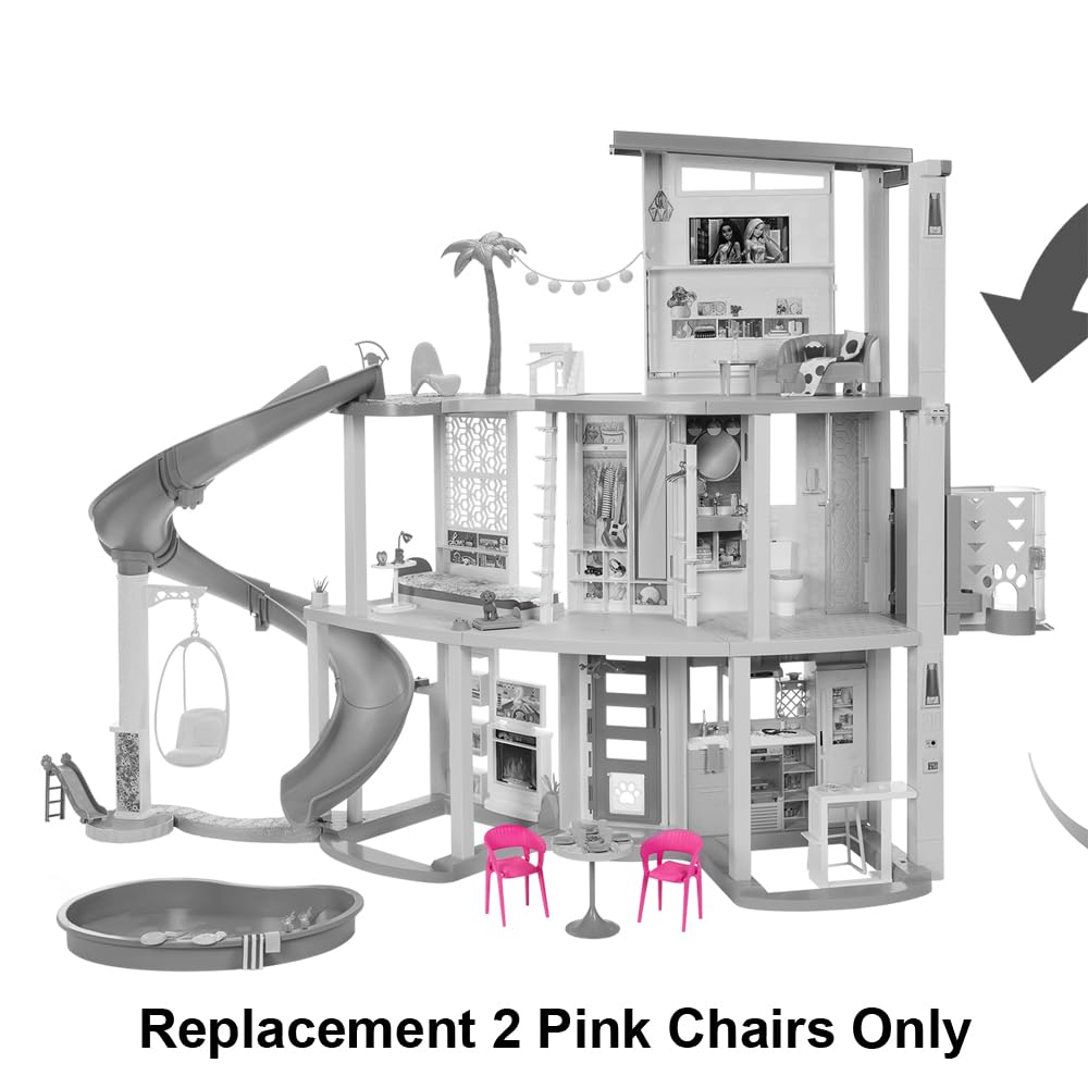 Replacement Parts for Barbie Doll Dreamhouse Doll House Playset HMX10 - Replacement Set of 2 Two Pink Chairs