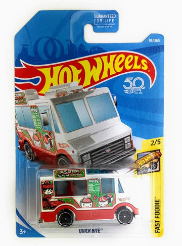 Hot Wheels 2018 50th Anniversary Fast Foodie Quick Bite (Food Truck) 93/365, White
