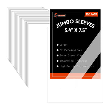 100 Pack Jumbo Card Sleeves Size L (5.4"x7.5") 4 Mil - Oversized Card Sleeves for Thick Trading Cards, Sports & Photos Storage, Exact Fit Plastic