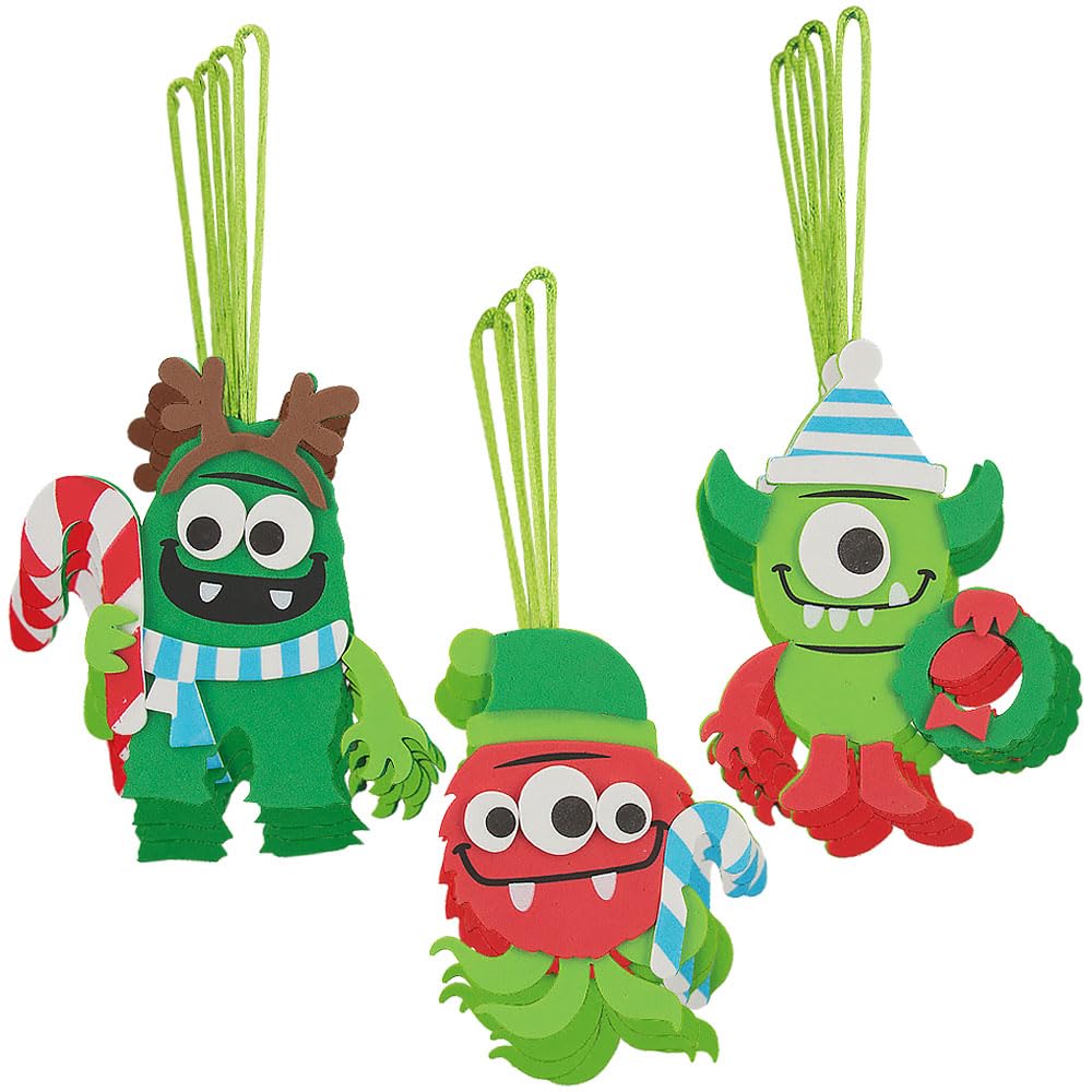 Fun Express Christmas Monster Ornament Craft Kit - Craft Kits - 12 Pieces