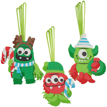 Fun Express Christmas Monster Ornament Craft Kit - Craft Kits - 12 Pieces