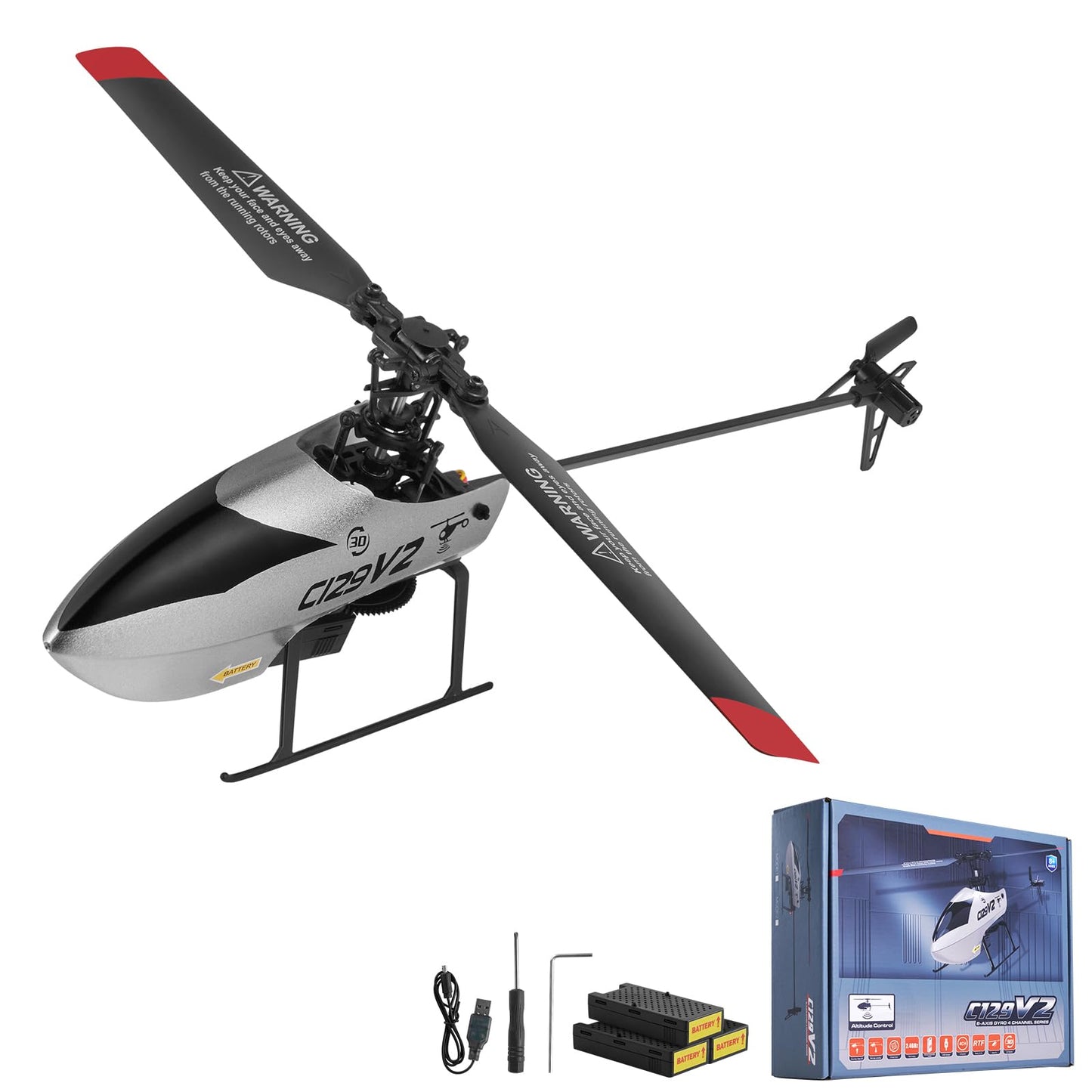 VEVOR RC Helicopter, 2.4GHz Single Propeller Remote Control Helicopter with Gyro, 4-Channel RC Airplane for Beginner, 39 Min Flight Time, One-Key